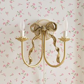 LoveShackFancy Bow Candelabra Plug-In Sconce (13"x12")