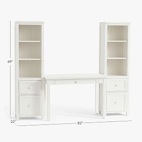Beadboard Writing Desk &amp; Bookcase Set (83"&ndash;92") (44"w x 22"d)