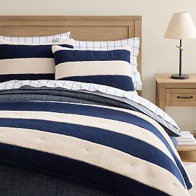 Rugby Sherpa Bed Blanket and Shams
