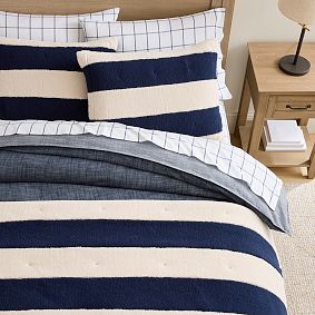 Rugby Sherpa Bed Blanket and Shams