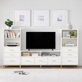 Blaire Media Tall Bookcase with Drawers (110")