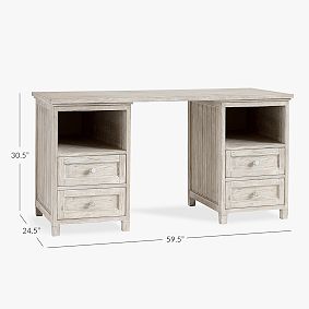 Beadboard Smart Double Cubby Desk (59.5"x24.5")