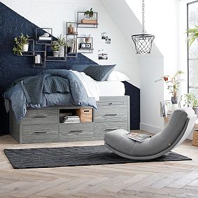 Chenille Plain Weave Washed Light Gray Retro Rocker