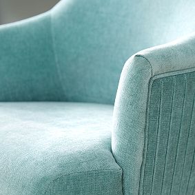 Distressed Velvet Pleated Swivel Desk Chair - Aqua