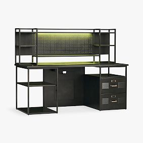 Locker Gaming Light-Up Desk Hutch (69.5"w x 10"d)