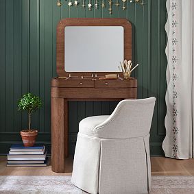 Rounded Fliptop Desk With Mirror (28"w x 23"d)