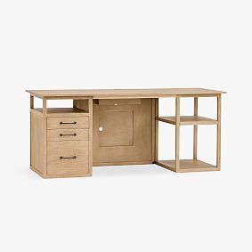 Smart Wide Gaming Desk &amp; Locker Hutch Set (69.5"w x 10"d)