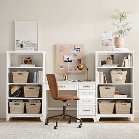 Hampton Single Pedestal Storage Desk &amp; Bookcase Set (100"w x 20"d)