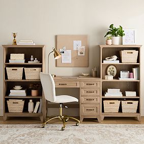 Hampton Single Pedestal Storage Desk &amp; Bookcase Set (100"w x 20"d)