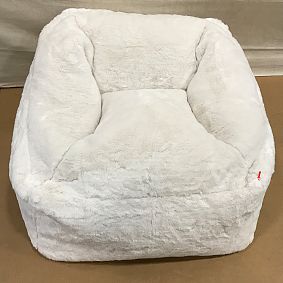 Open Box: Modern Bean Bag Lounger - Polar Bear Faux Fur Ivory
