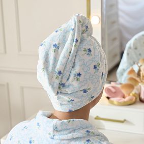 Hill House Home Clematis Scallop Robe &amp; Hair Wrap Set
