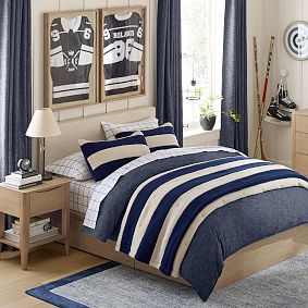 Rugby Sherpa Bed Blanket and Shams
