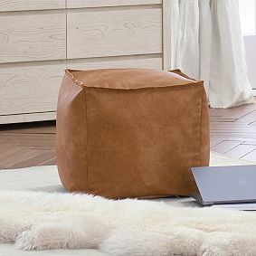 Faux Leather Caramel Modern Bean Bag Lounger Pouf