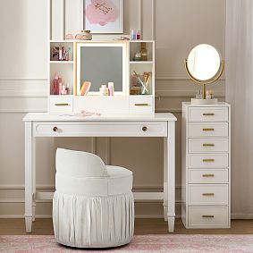 Glam Light-Up Desktop Vanity With Storage (20"w x 29"d)