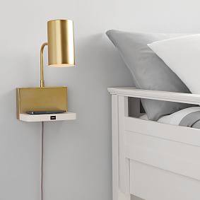 Sconce With Wireless Charging Ledge And USB (8"x17")
