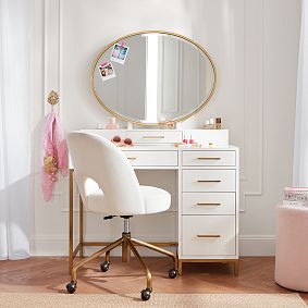 Blaire Single Pedestal Storage Vanity Desk (40"w x 18"d)
