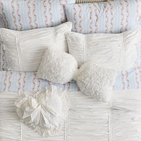 LoveShackFancy Bow Heart Swiss Dot Pillow