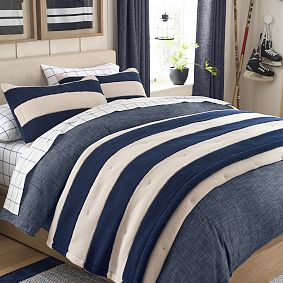 Rugby Sherpa Bed Blanket and Shams