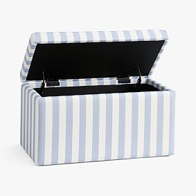 Cabana Stripe Chambray Rectangular Storage Bench (32")