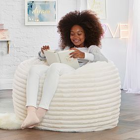 Large Channel Cloud Ivory Bean Bag Chair