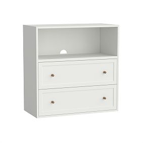 Open Box: Stack Me Up 2-Drawer Bookcase (30") - Simply White, Brushed Brass