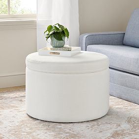 Oversized Round Storage Ottoman (24.5")