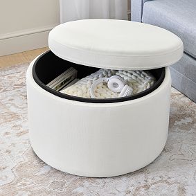 Oversized Round Storage Ottoman (24.5")