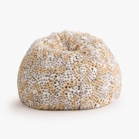 Large Cheetah Fur Neutral Bean Bag Chair