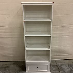 Open Box: Chelsea Bookcase with Storage Drawer (26") - Simply White, Antique Brass