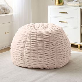 Large Ruched Fur Bean Bag Chair