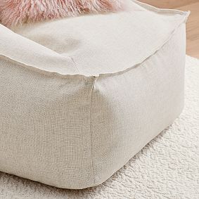 Large Eco-Performance Textured Weave Oat Modern Bean Bag Lounger