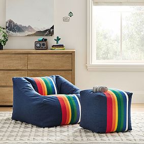 Large Pendleton<sup>&reg;</sup> Crater Lake Stripe Modern Bean Bag Lounger and Pouf Set