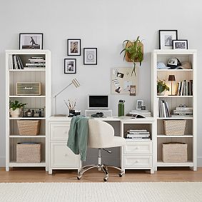 Beadboard Smart Storage Desk &amp; Bookshelf Set (107.5"w x 24.5"d)