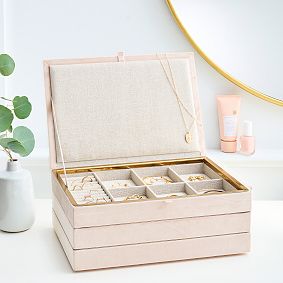 Velvet Blush Stacking Jewelry Box