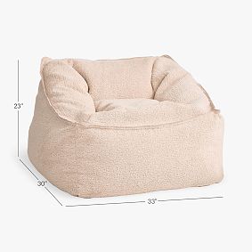 Large Low Pile Faux Fur Pale Blush Modern Bean Bag Lounger