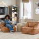 Video 1 for Large Cabana Stripe Mauve Chalk Modern Bean Bag Lounger