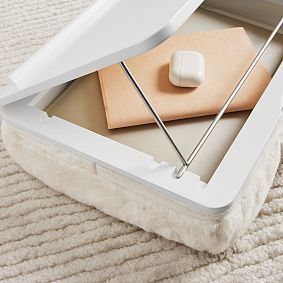 Adjustable Bunny Fur Lapdesk with Storage- Ivory