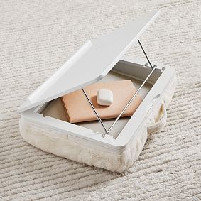 Adjustable Bunny Fur Lapdesk with Storage- Ivory