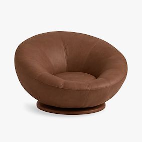 Groovy Swivel Lounge Chair Faux Leather Chestnut
