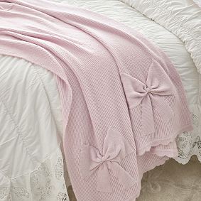 LoveShackFancy Knit Bow Throw