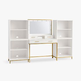 Blaire Marquee Vanity Desk with 4 Cubbies (90"w x 18"d)