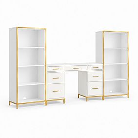 Blaire Smart Storage Desk with 2 Bookcases (111"w x 18"d)