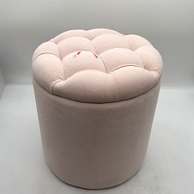 Open Box: Tufted Round Storage Ottoman - Performance Plush Chenille Sepia Rose