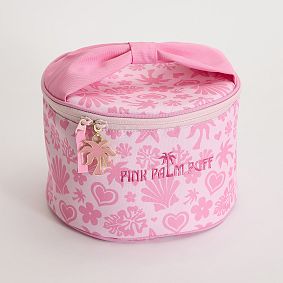 Pink Palm Puff Train Case