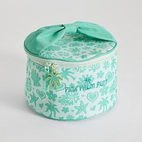 Pink Palm Puff Train Case