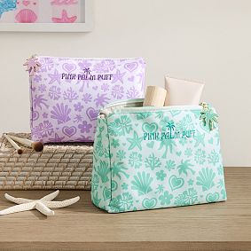 Pink Palm Puff Accessories Pouch