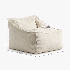 Large Corduroy Ivory Modern Bean Bag Lounger