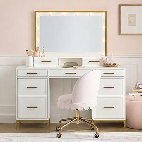 Blaire Marquee Smart Light Up Vanity Storage Desk  (90"w x 18"d)