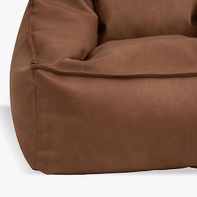 Large Faux Brushed Leather Chestnut Modern Beanbag Lounger