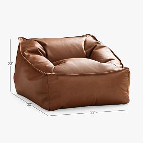 Large Faux Brushed Leather Chestnut Modern Beanbag Lounger